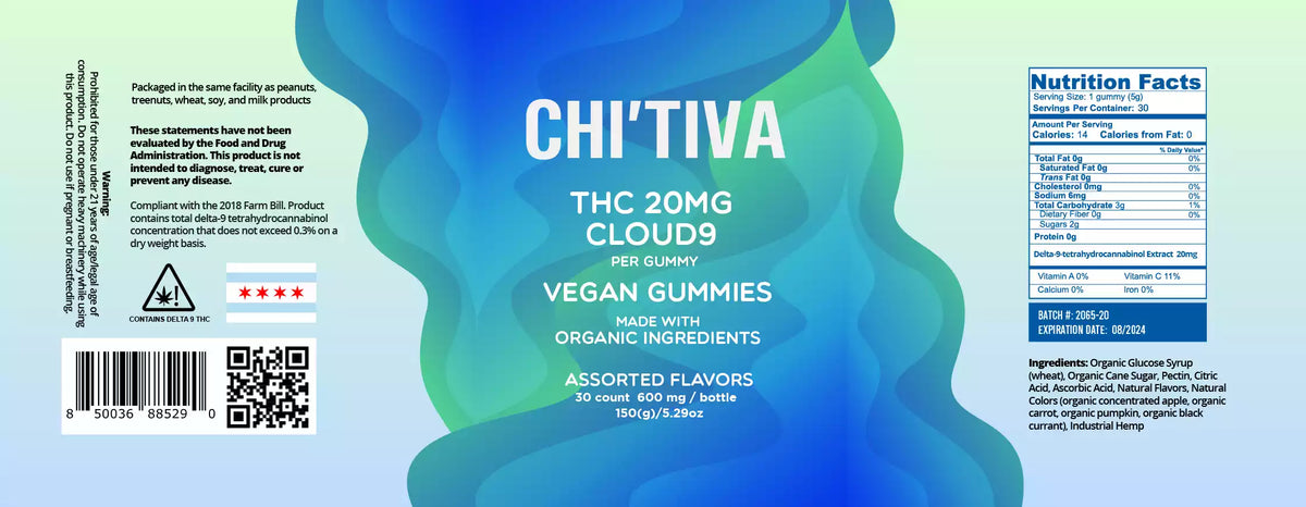 Chitiva Gummy Jar β Cloud 9 (30ct | 20mg THC Each)