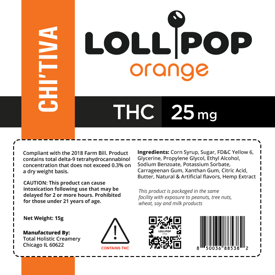 Chef's Lollipop - Orange - 25 mg