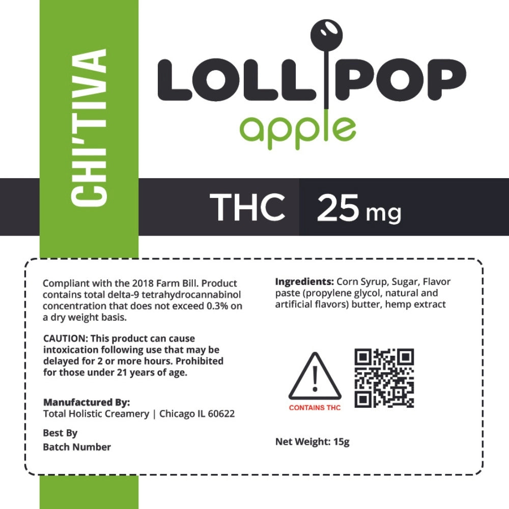 Chi'Tiva Chef's Lollipop - 25 mg - Apple Hybrid THC