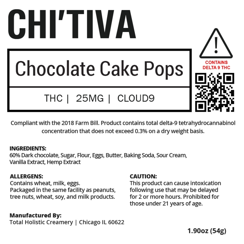 Chi'Tiva Chocolate Cake Pop - Cloud 9 - 25mg