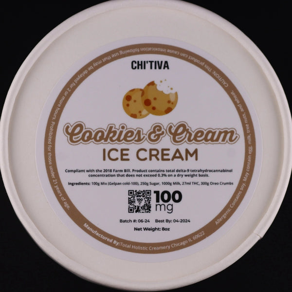 Chi'Tiva Ice Cream - Cookies & Cream - 100mg Hybrid THC