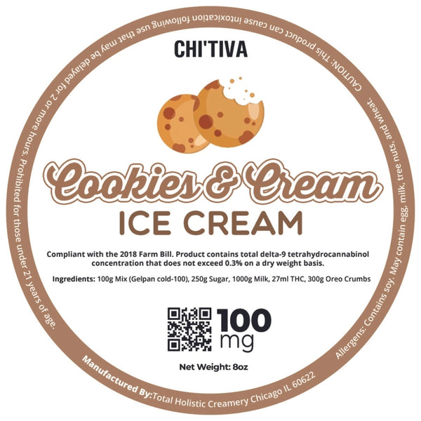 Chi'Tiva Ice Cream - Cookies & Cream - 100mg Hybrid THC