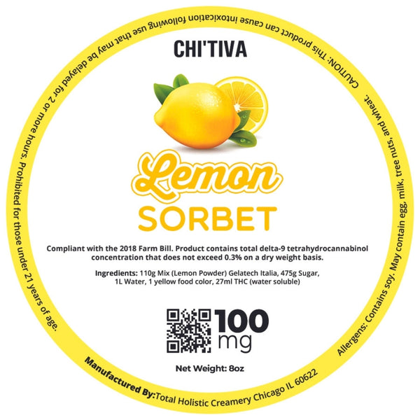 Chi'Tiva Ice Cream (Dairy Free) - Lemon Sorbet - 100mg Hybrid THC