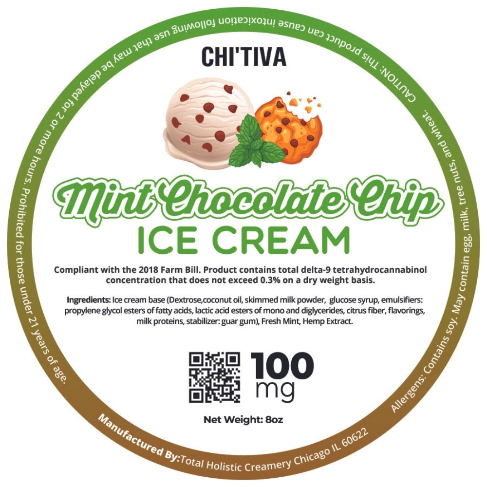 Chi'Tiva Ice Cream - Mint Chocolate Chip - 100mg Hybrid THC