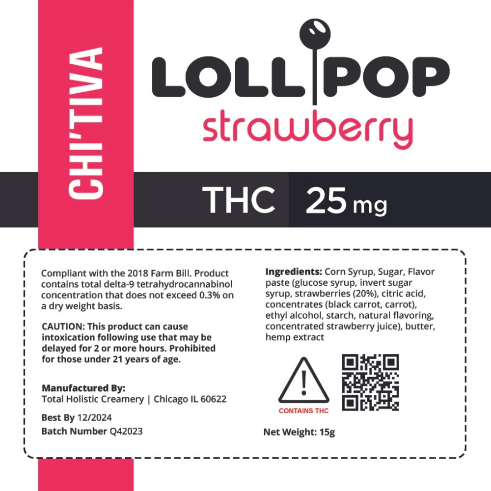 Chi'Tiva Chef's Lollipop - 25mg - Strawberry Hybrid THC