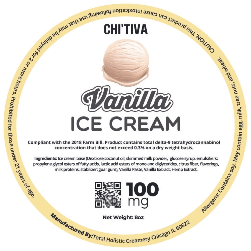 Chi'Tiva Ice Cream - Vanilla - 100mg Hybrid THC