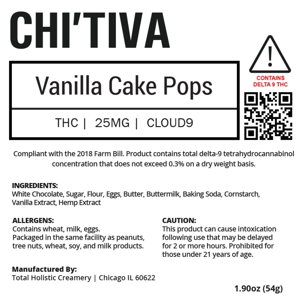 Chi'Tiva Vanilla Cake Pop - Cloud 9 - 25mg