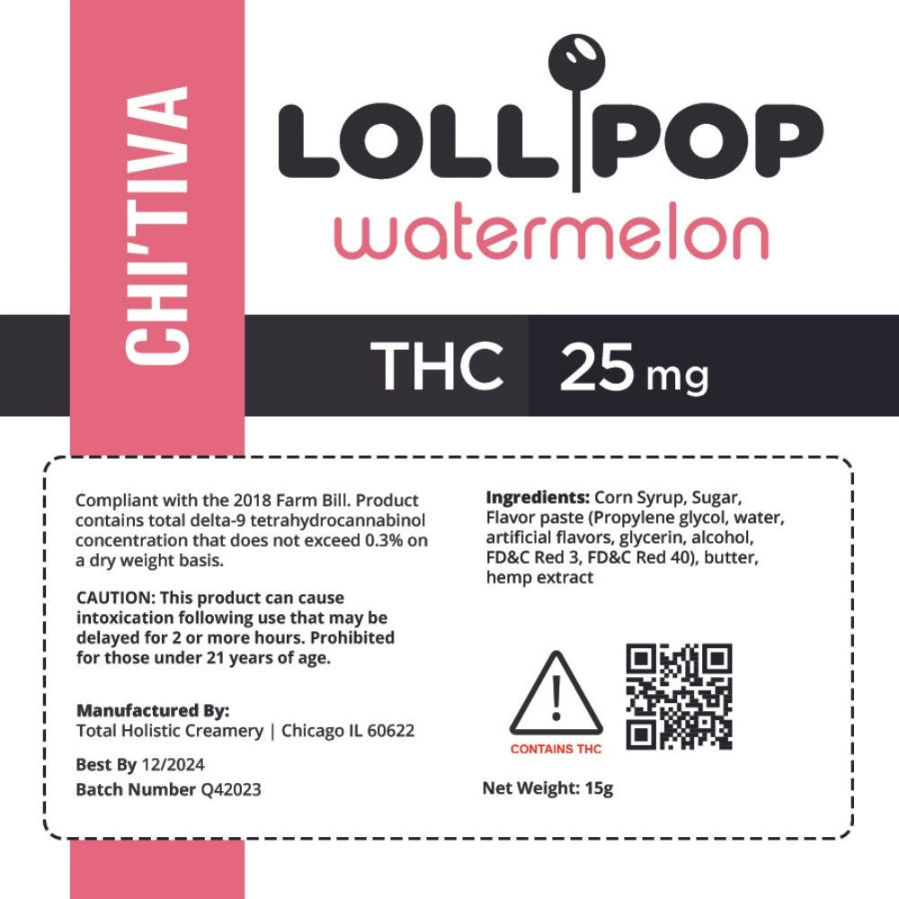 Chi'Tiva Chef's Lollipop - 25mg - Watermelon Hybrid THC